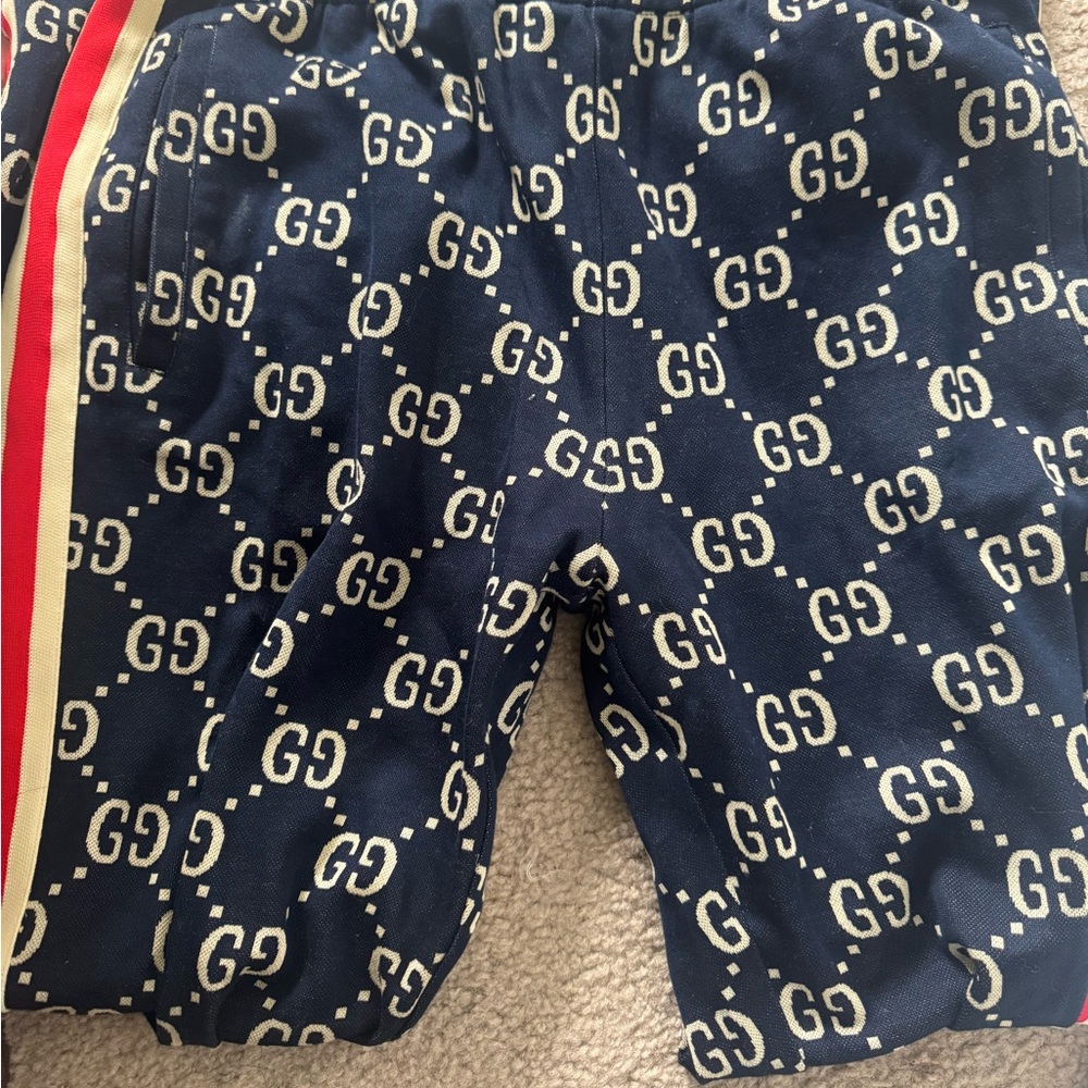 Gucci Mens Navy GG Pattern Joggers